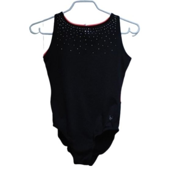 Justice Active orange black gymnastics dance leotard with gems size 16 - Picture 2 of 12